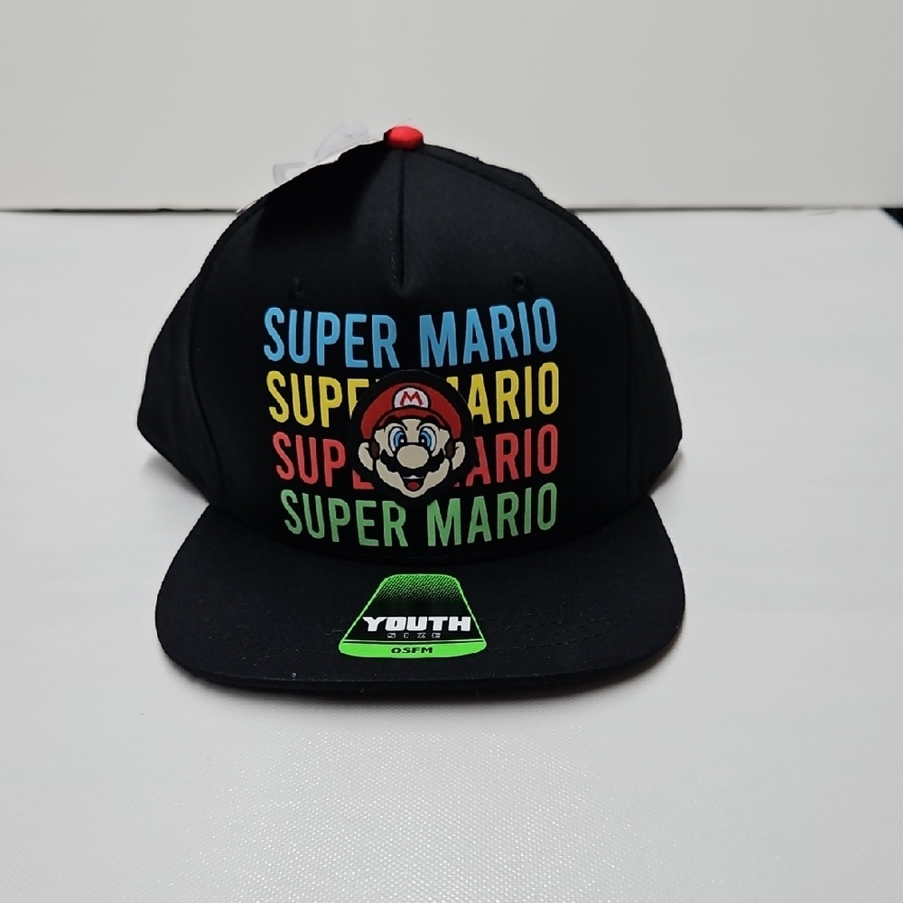 Super Mario Kids Cap - Black with Multicolor Design